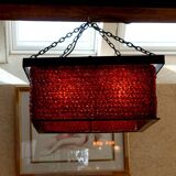 Important Red Glass Bead Chandelier, Murano, Brutalism, c. 1970