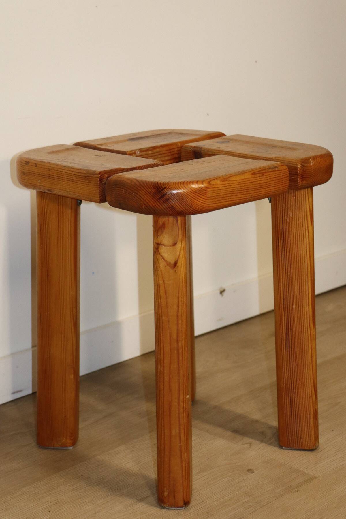 Vintage pine stool by Olof Ottelin - 1960