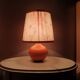 Lampe en céramique avec abat-jour en tissu plissé, années 80