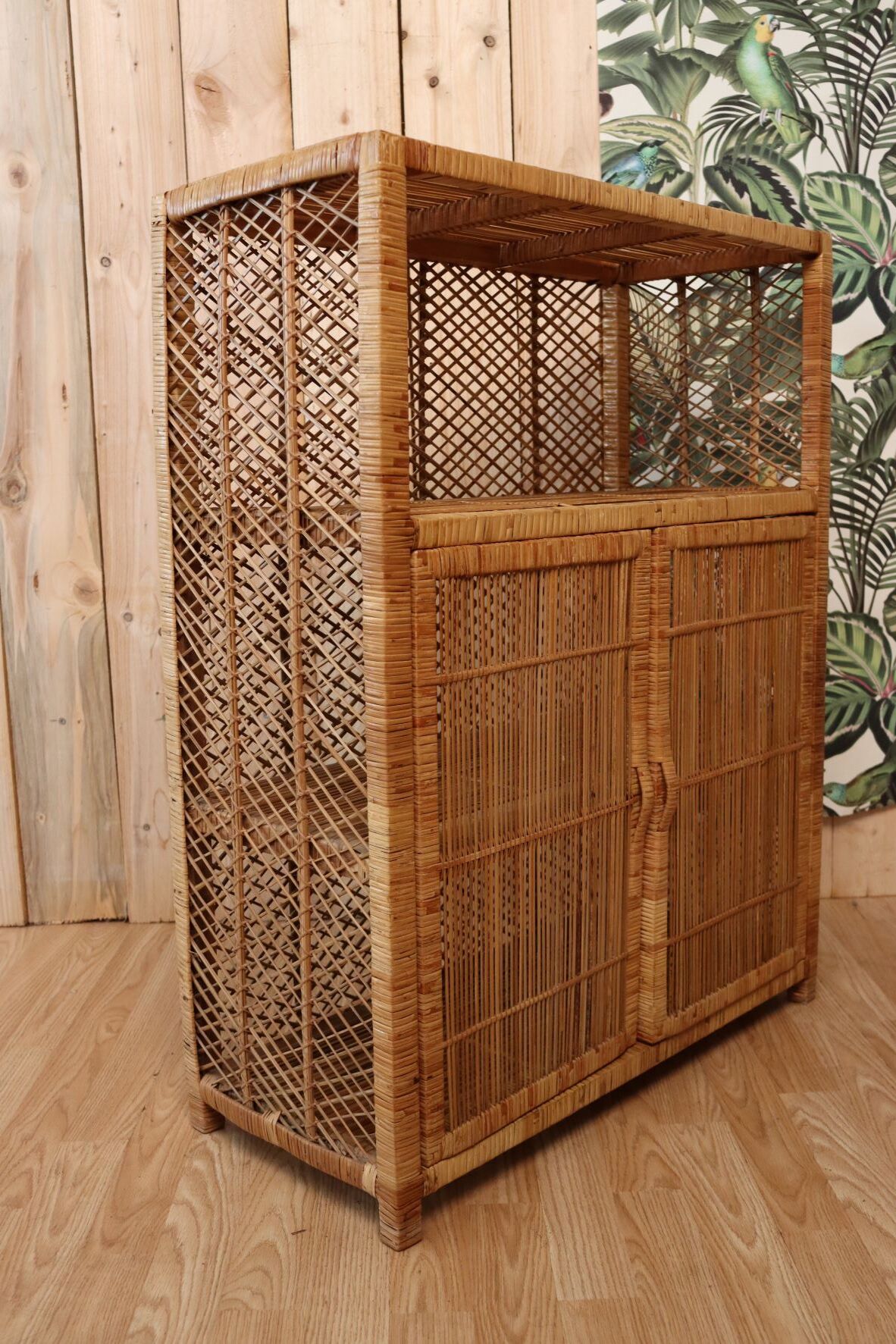 Braided rattan buffet