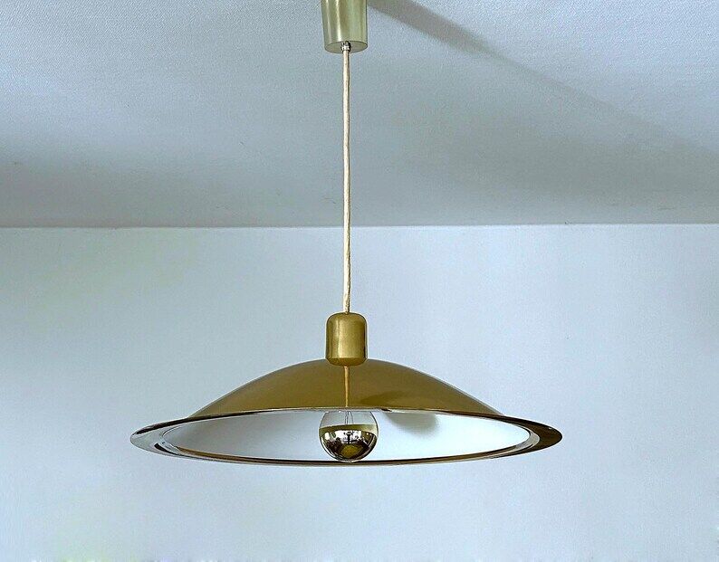Large Danish Brass Pendant Light