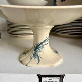 Large compote dish Gien in blue ironstone, "Birds" service around 1870.