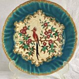 Old Longwy enamelled bird plate