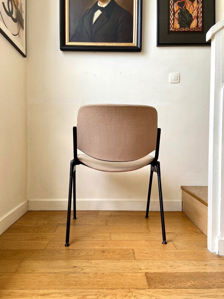 Chair DSC 106 by Giancarlo Piretti for Castelli 1970s' in beige cotton