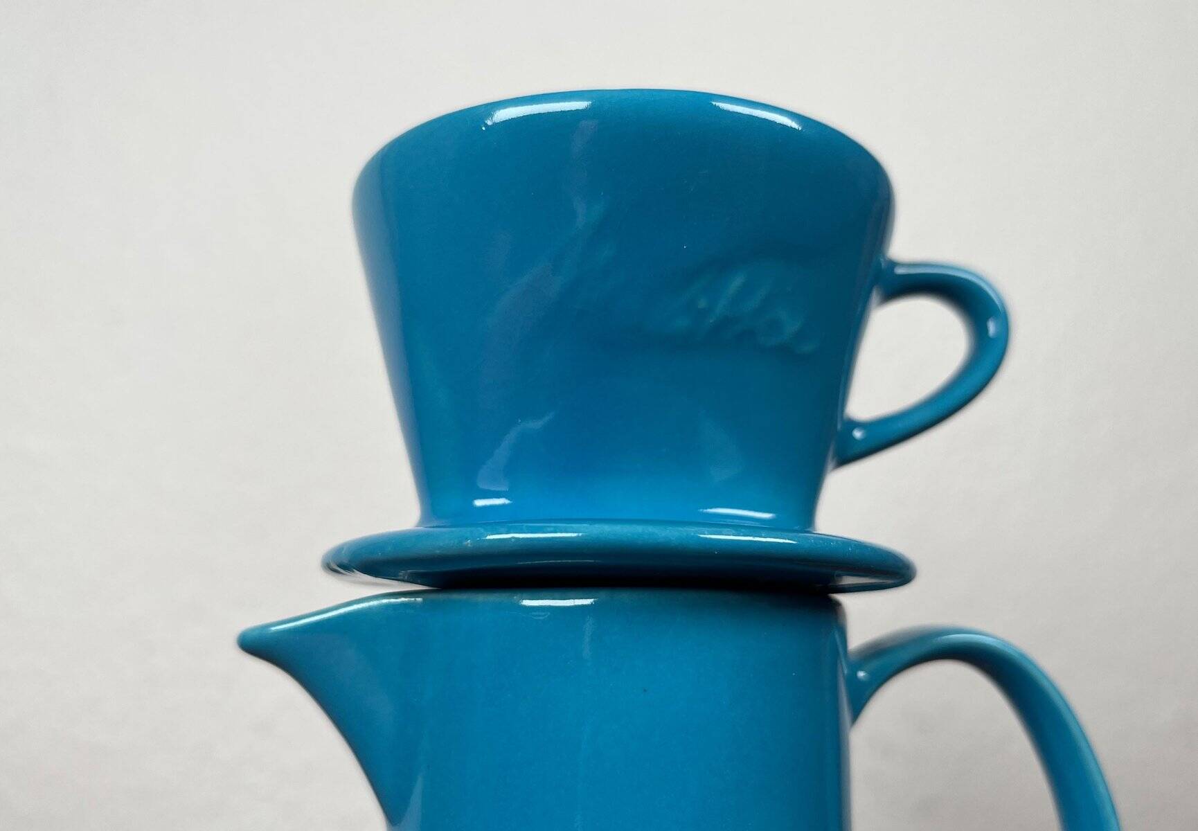 German Mid-Century Modern Space Age Ceramic Puppet-size Coffee Filter and Pot Set from Melitta, 1960s, Set of 2