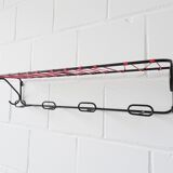 Minimalist wall coat rack in string design in black and red