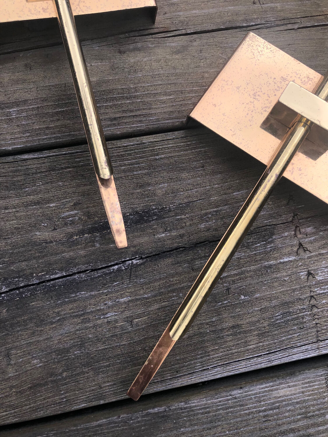 Glass and gold metal tulip wall lights