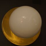 Brass and opaline wall lamp