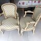 Paire de fauteuil laqué de style Louis XV