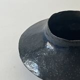 Large handmade spinning top vase in glazed ceramic and signed circa 1950