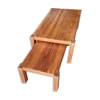 2 tables gigognes en pin