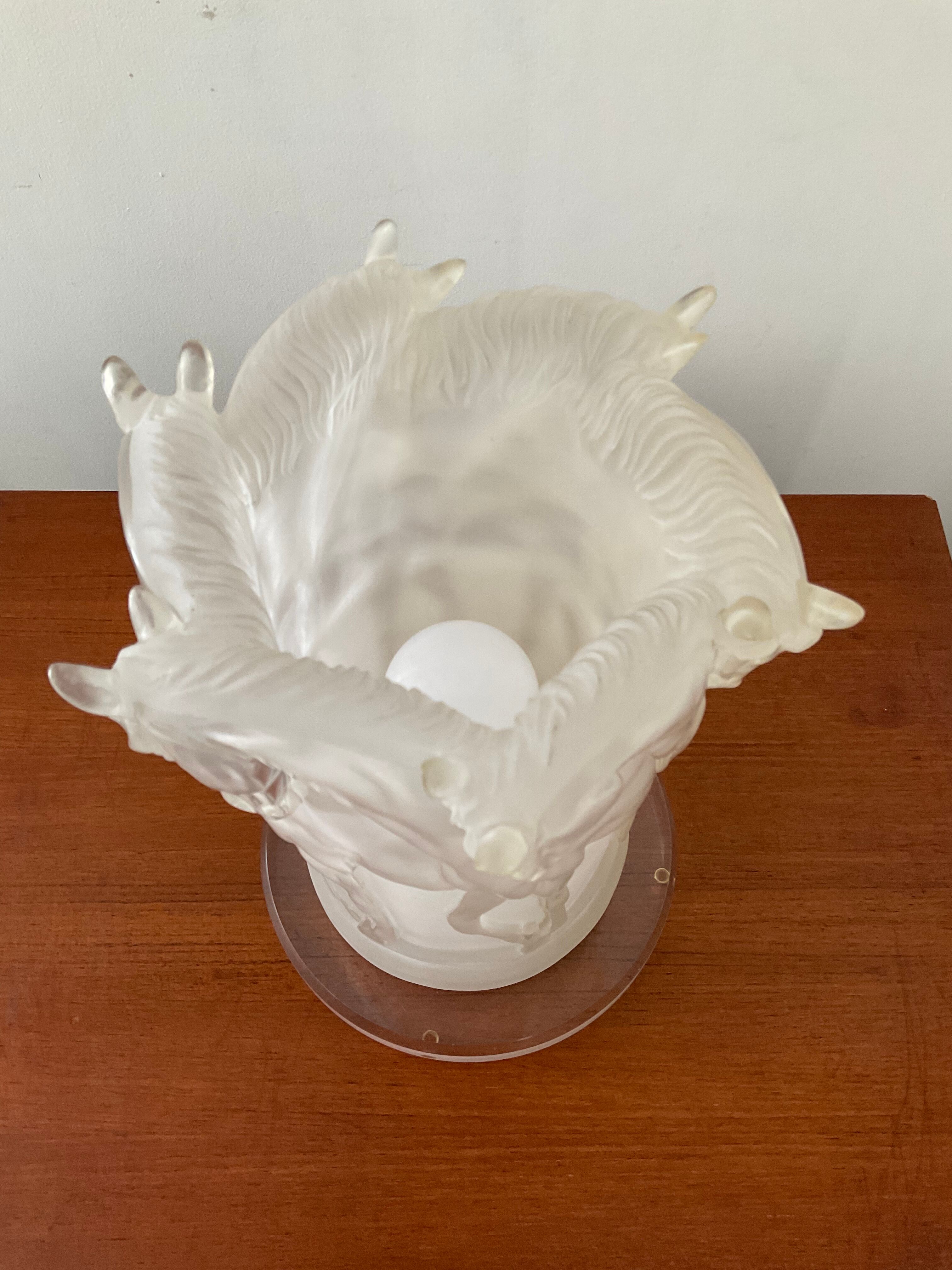 Lamp decorated with horses in plexiglass from the 70s