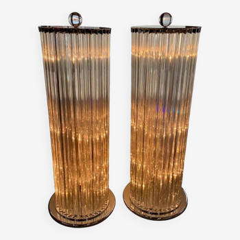 Paire de colonnes lumineuses / Murano / Années80