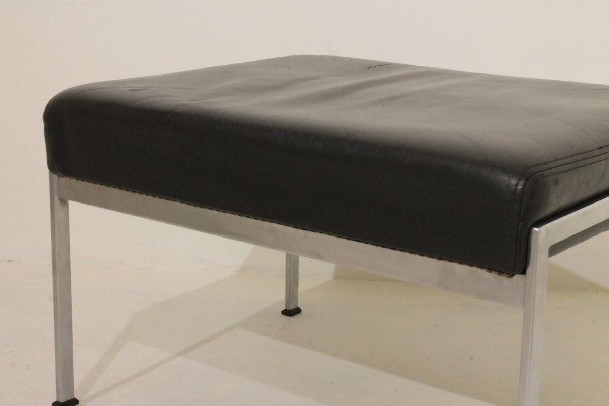 Pair of designer leather and brushed stainless steel footrests - Rob Parry