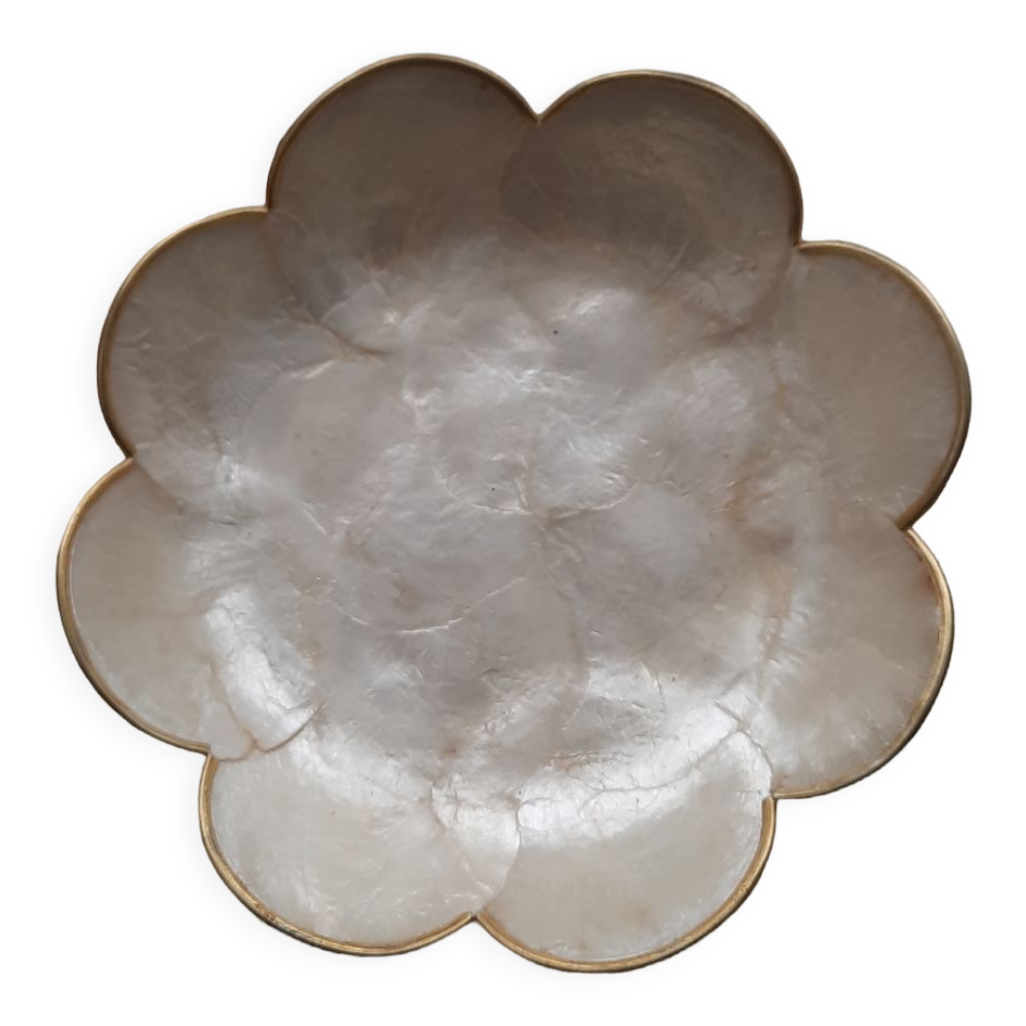 Mother-of-pearl and brass tidy