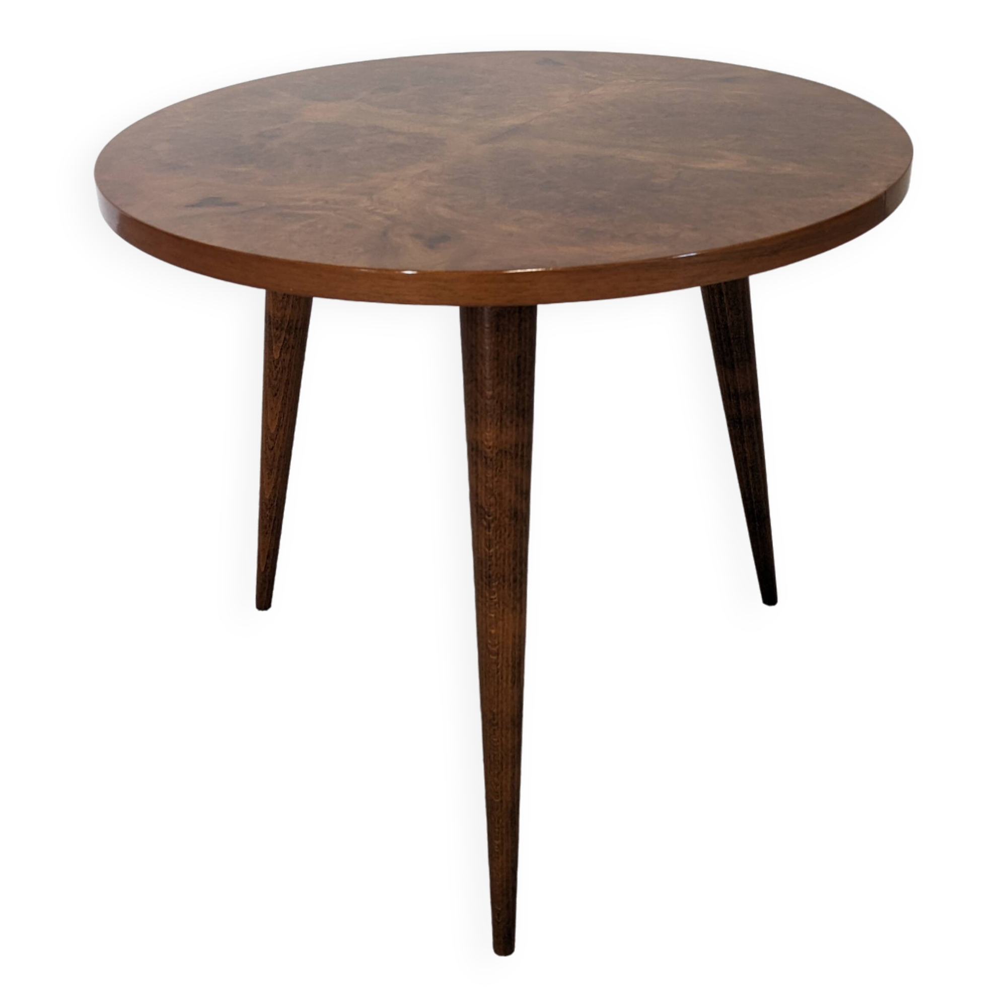 Side table, low tripod pedestal table, 50s-60s