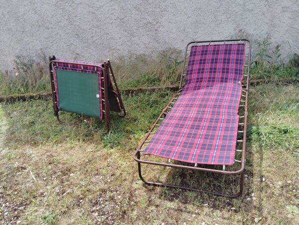 Set 2 lits de camp, transat vintage