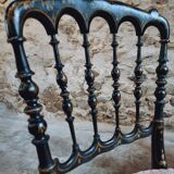 Pair of antique Napoleon III chairs in blackened wood and fabric