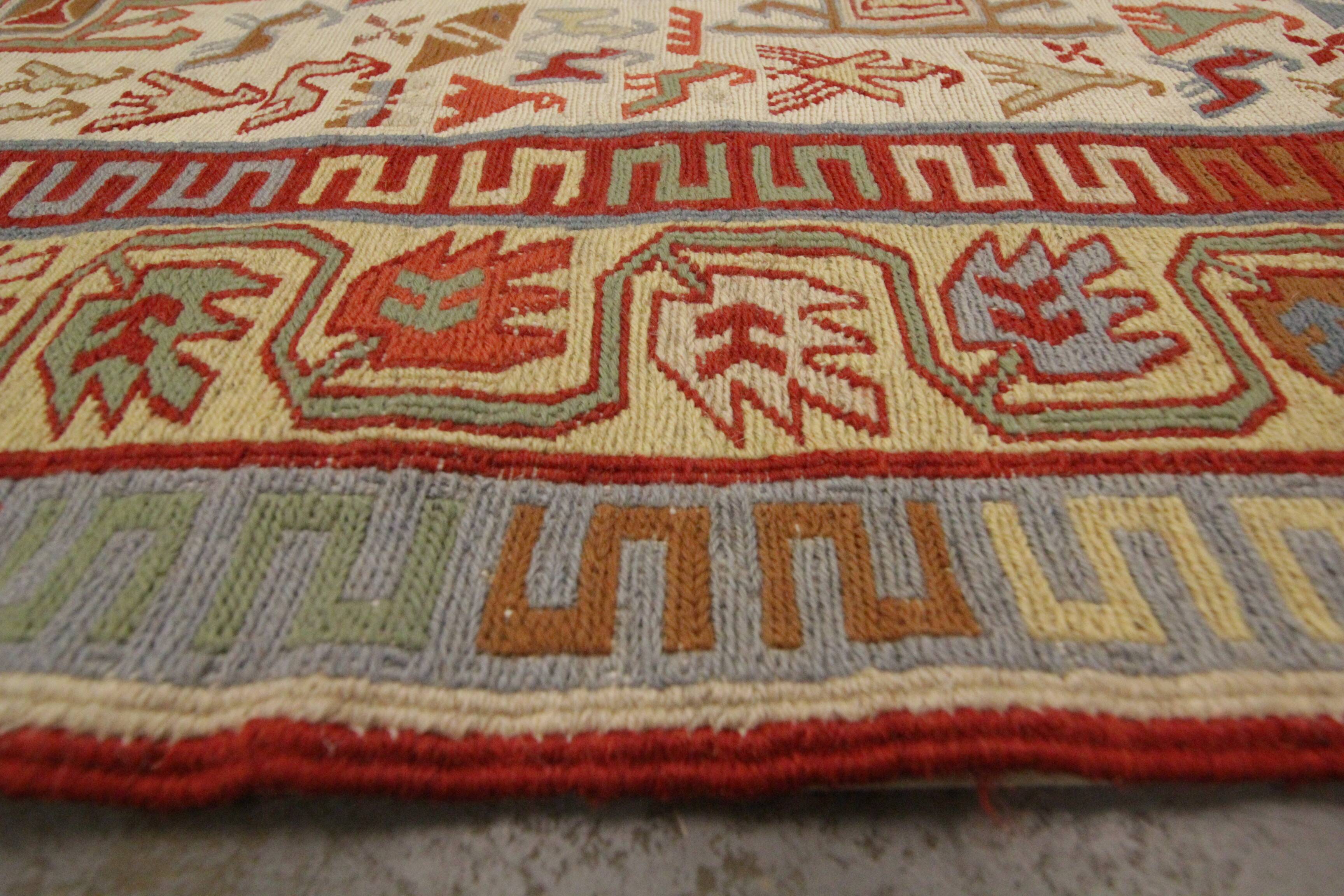 Handwoven Sumakh Kilim Rug, Wool & Silk Tribal Flatweave 103 x 73 cm