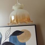 Vintage iridescent and ruffled tulip globe pendant light