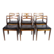 Set of 6 Dining Chairs Model 94 Made In Rosewood With Black Leather Seat By Johannes Andersen