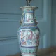 Canton porcelain table lamp, Chinese lamp with polychrome decoration.