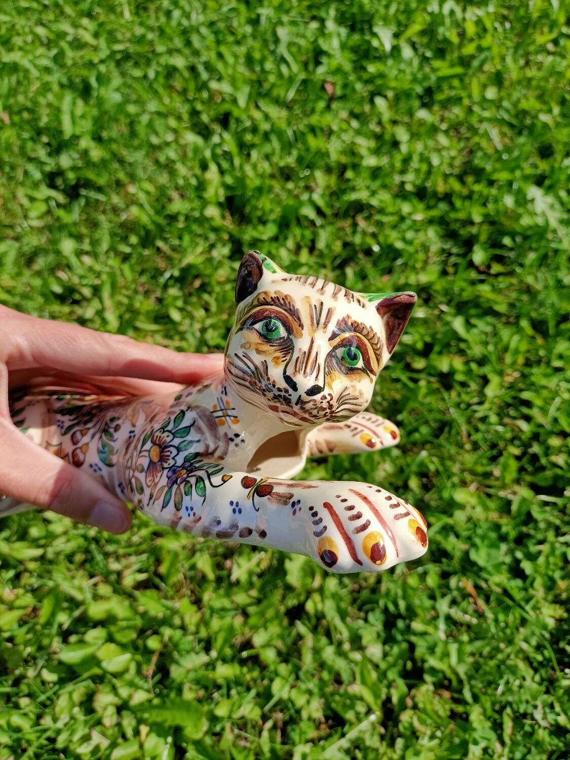 Zoomorphic Bouquetieres Hand-painted Desvres Cats