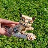 Zoomorphic Bouquetieres Hand-painted Desvres Cats