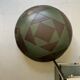 pouf rond en cuir véritable patchwork vert et marron, 1970