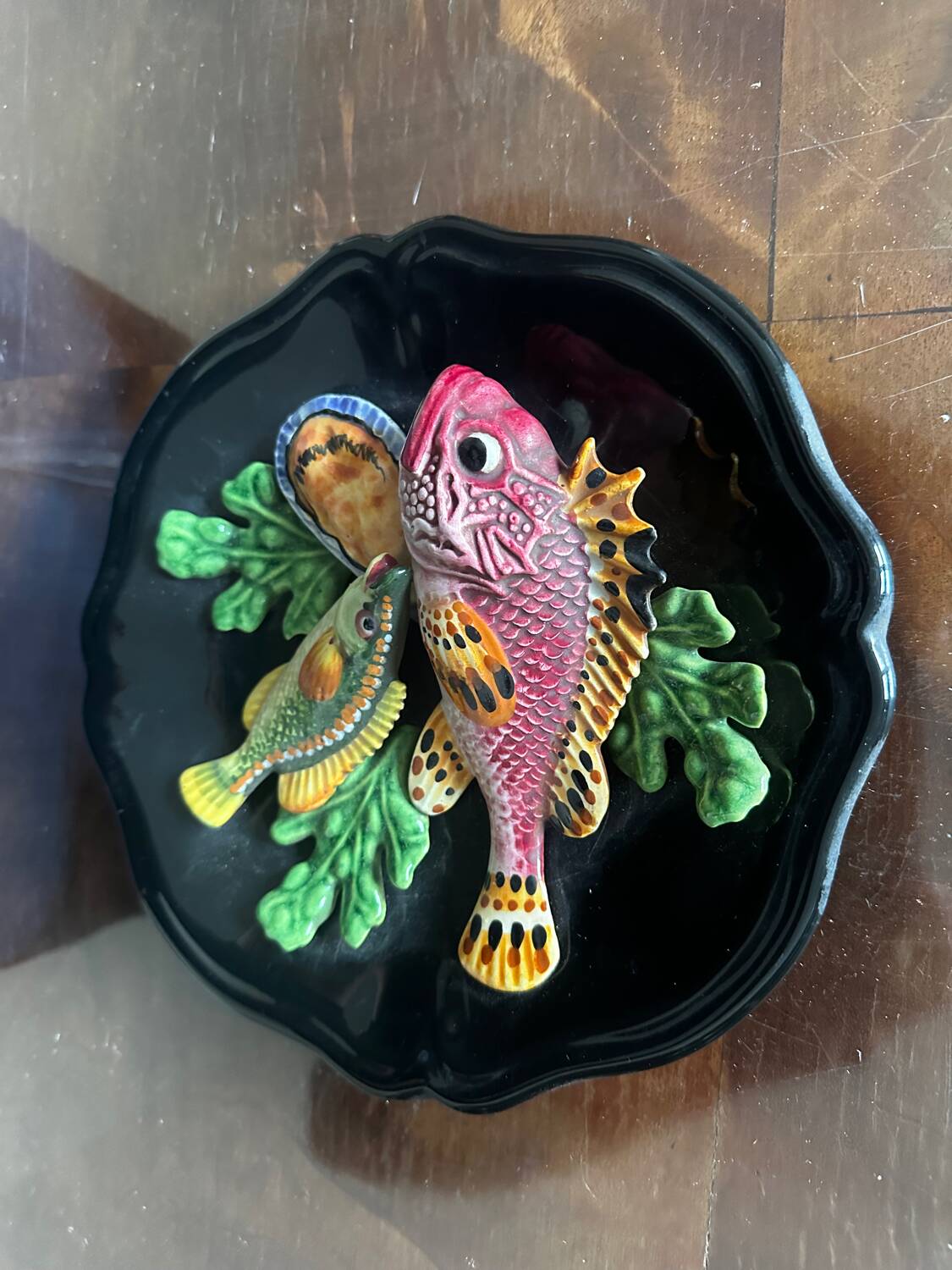 trompe l'oeil plate - Vallauris Majolica - Fish/Seafood -