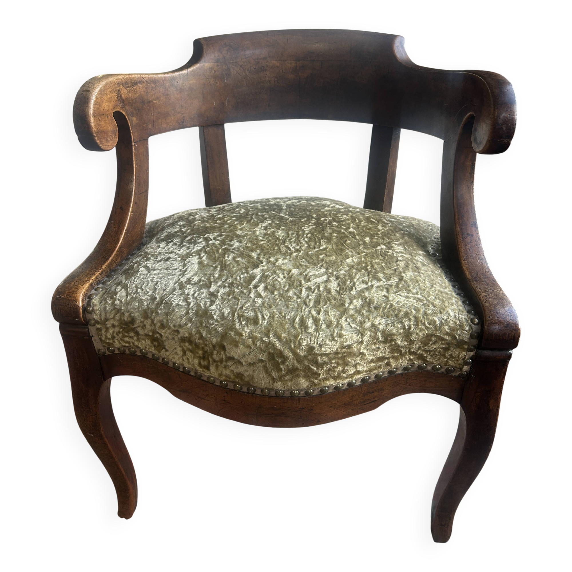 Restoration period armchair in solid walnut – France, circa 1820-1830