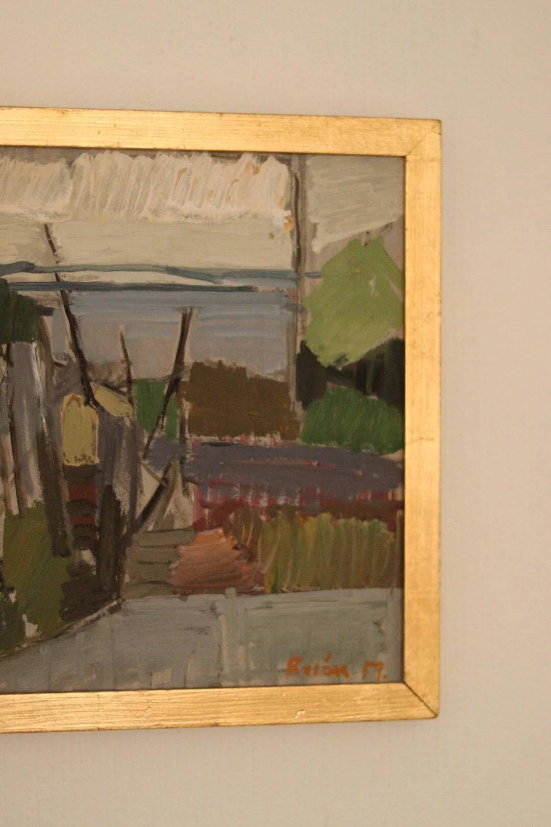 Huile sur panneau originale – « Vue » de Sven Olof Rosén – Signée, encadrée 49 × 34