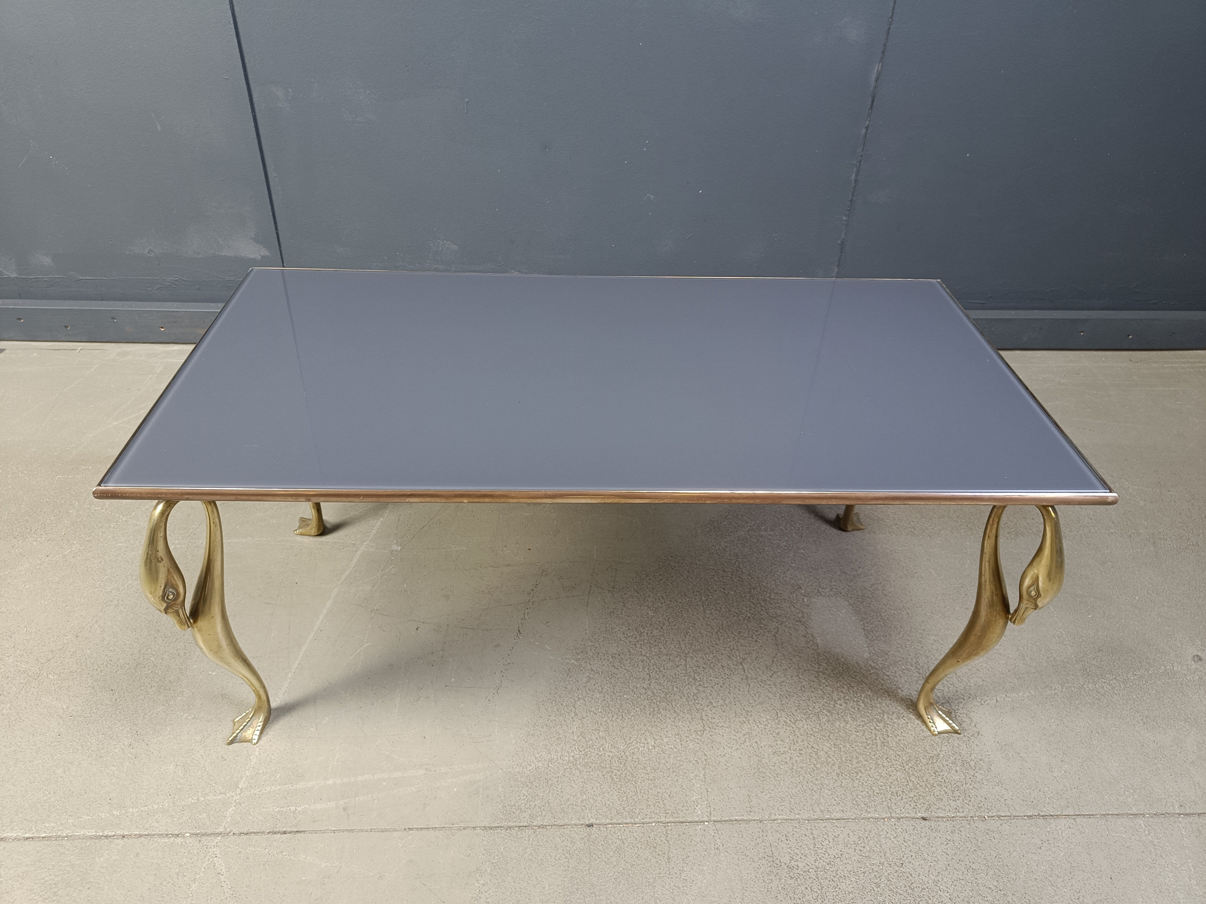 Vintage brass swan coffee table, 1970s