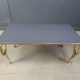 Vintage brass swan coffee table, 1970s