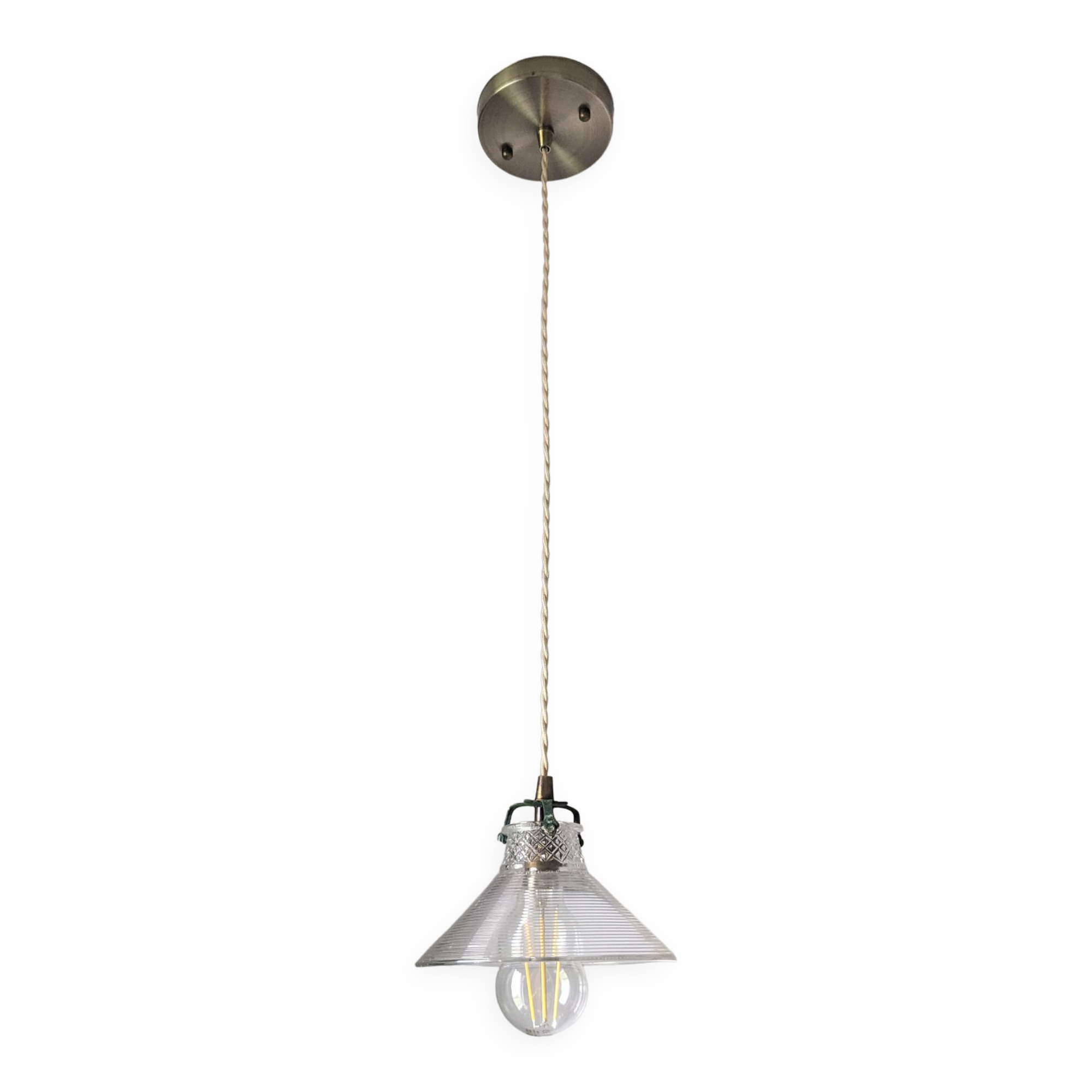 Suspension vintage en verre Westinghouse XIXème
