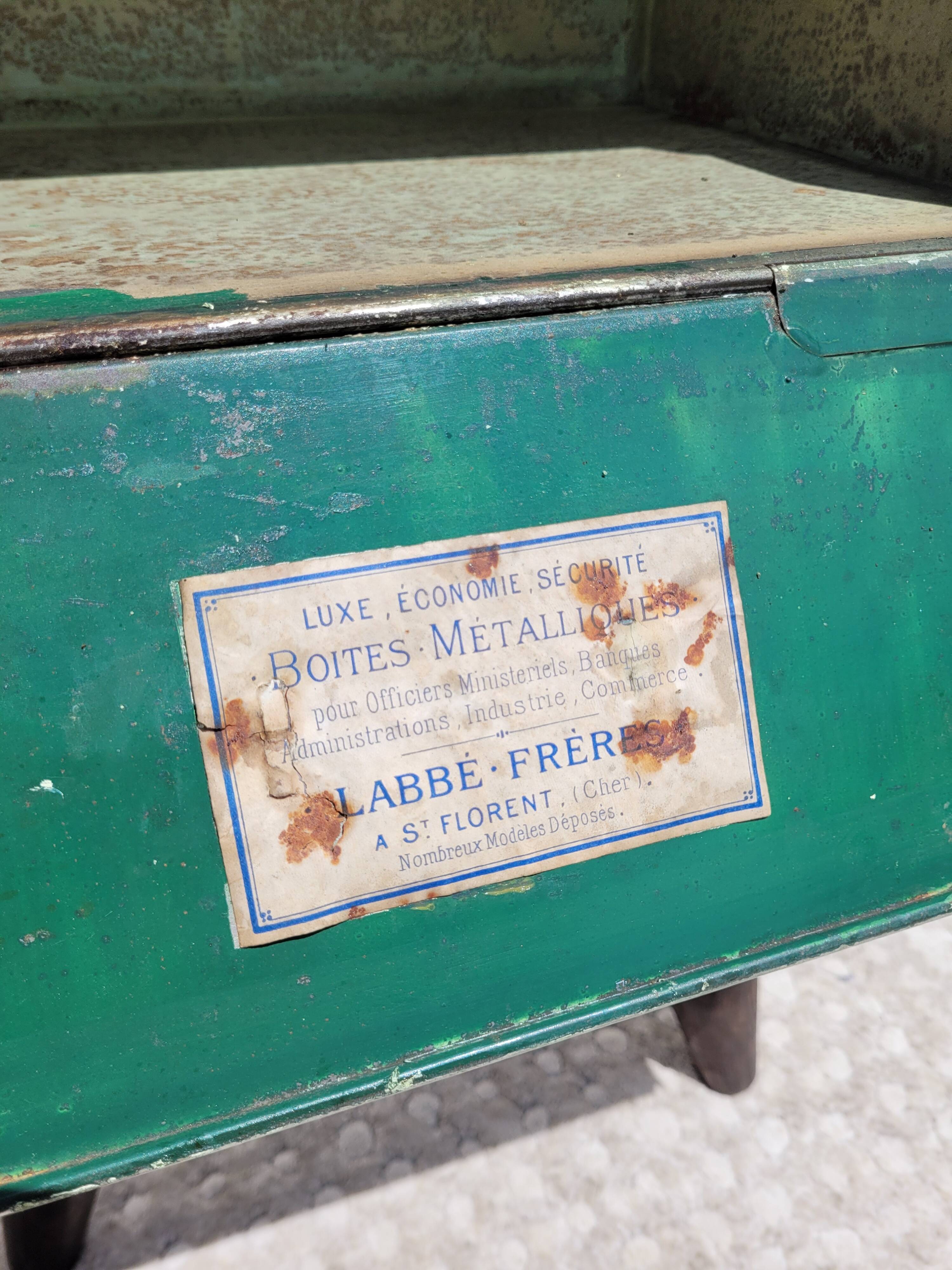 Old sheet metal filing cabinet storage box