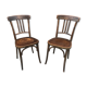 Pair of brasserie bistro chairs with seashell on seat