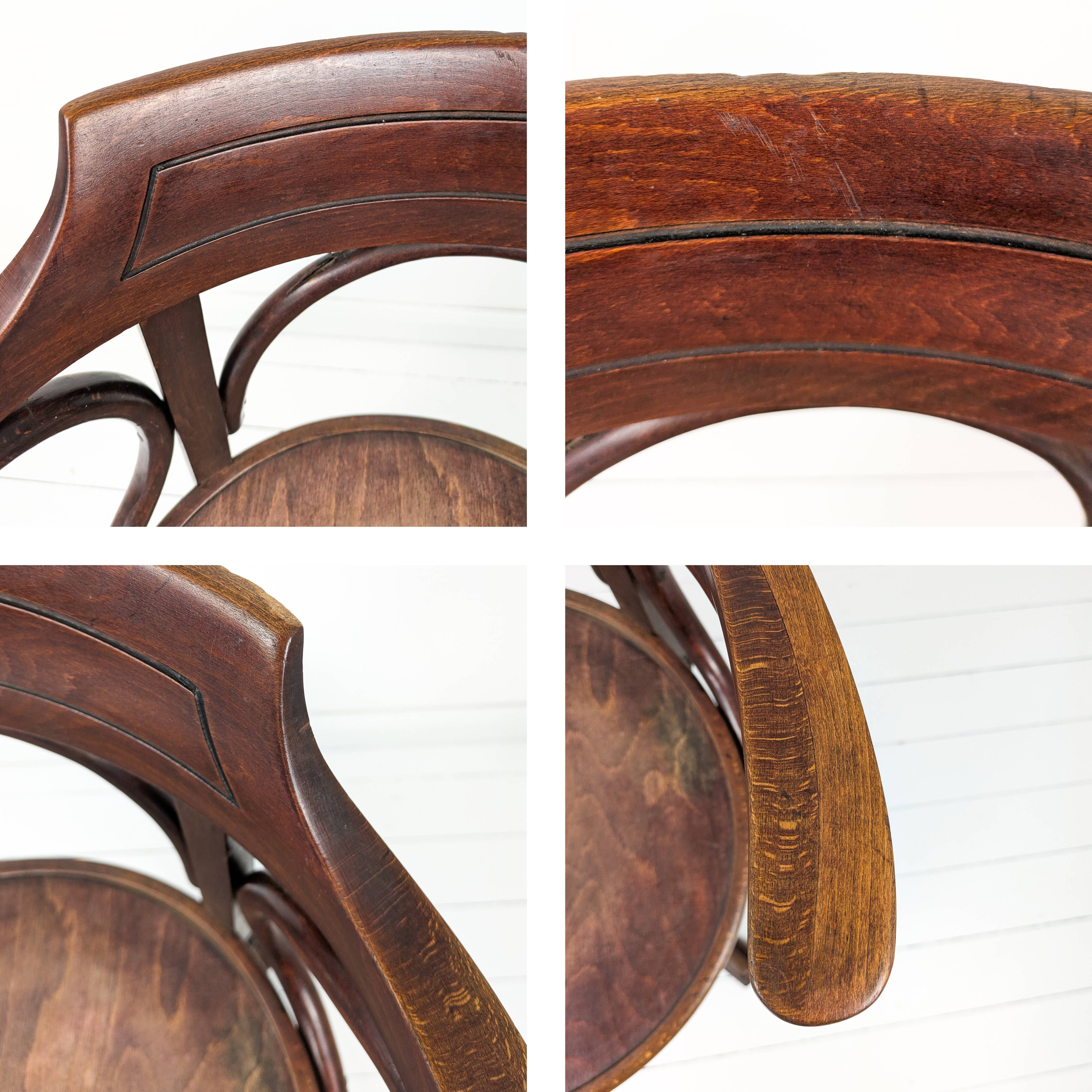 Fauteuil pivotant vintage en bois courbé
