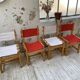 Set of 4 80s colored pine chairs
