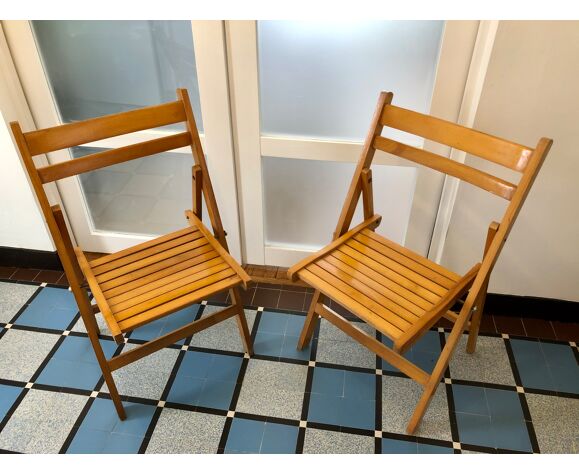 80s Folding Chairs In Blond Beech Selency 80s Folding Chairs In Blond Beech Selency