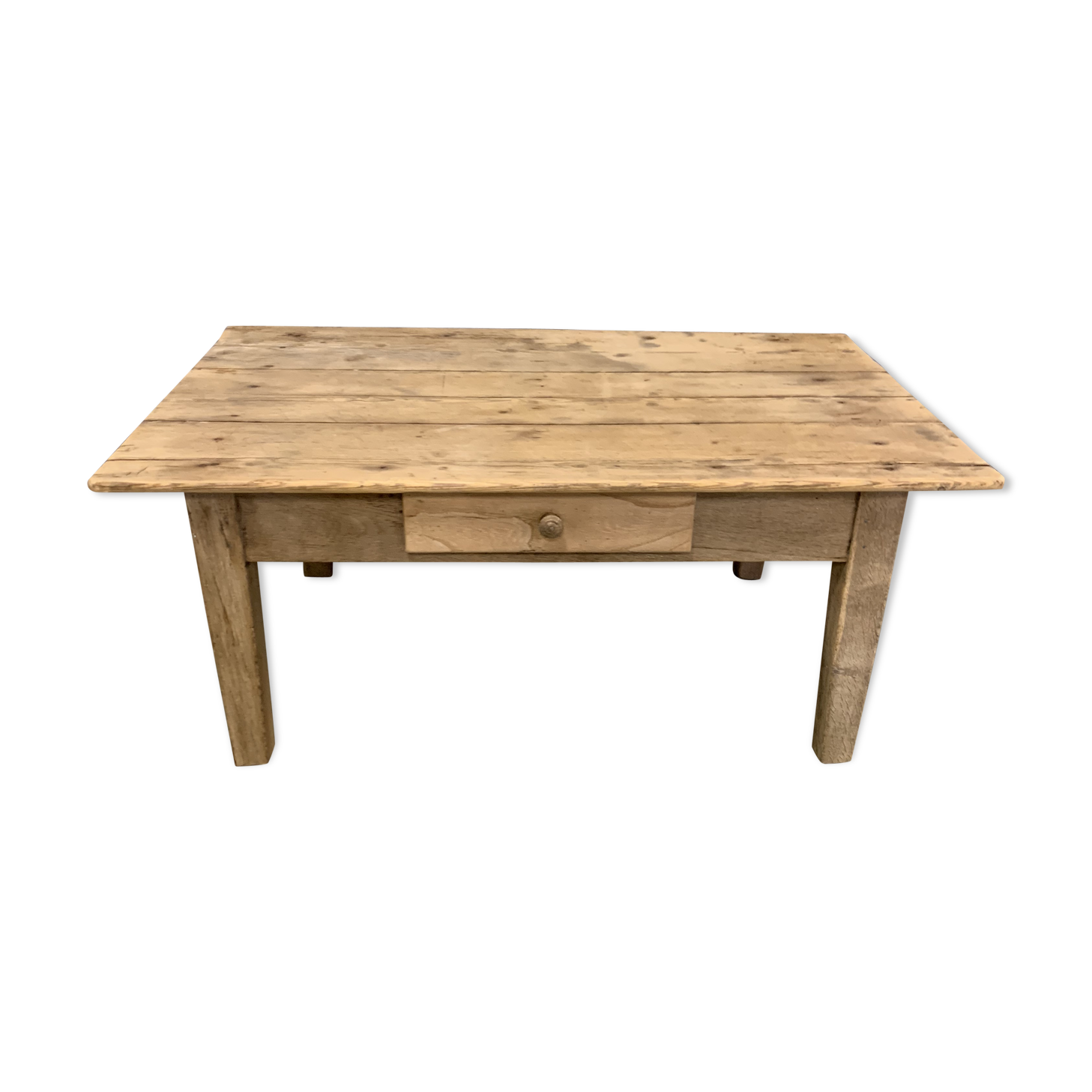 Low farm table in raw oak