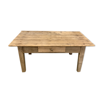 Table de ferme basse en chêne brut
