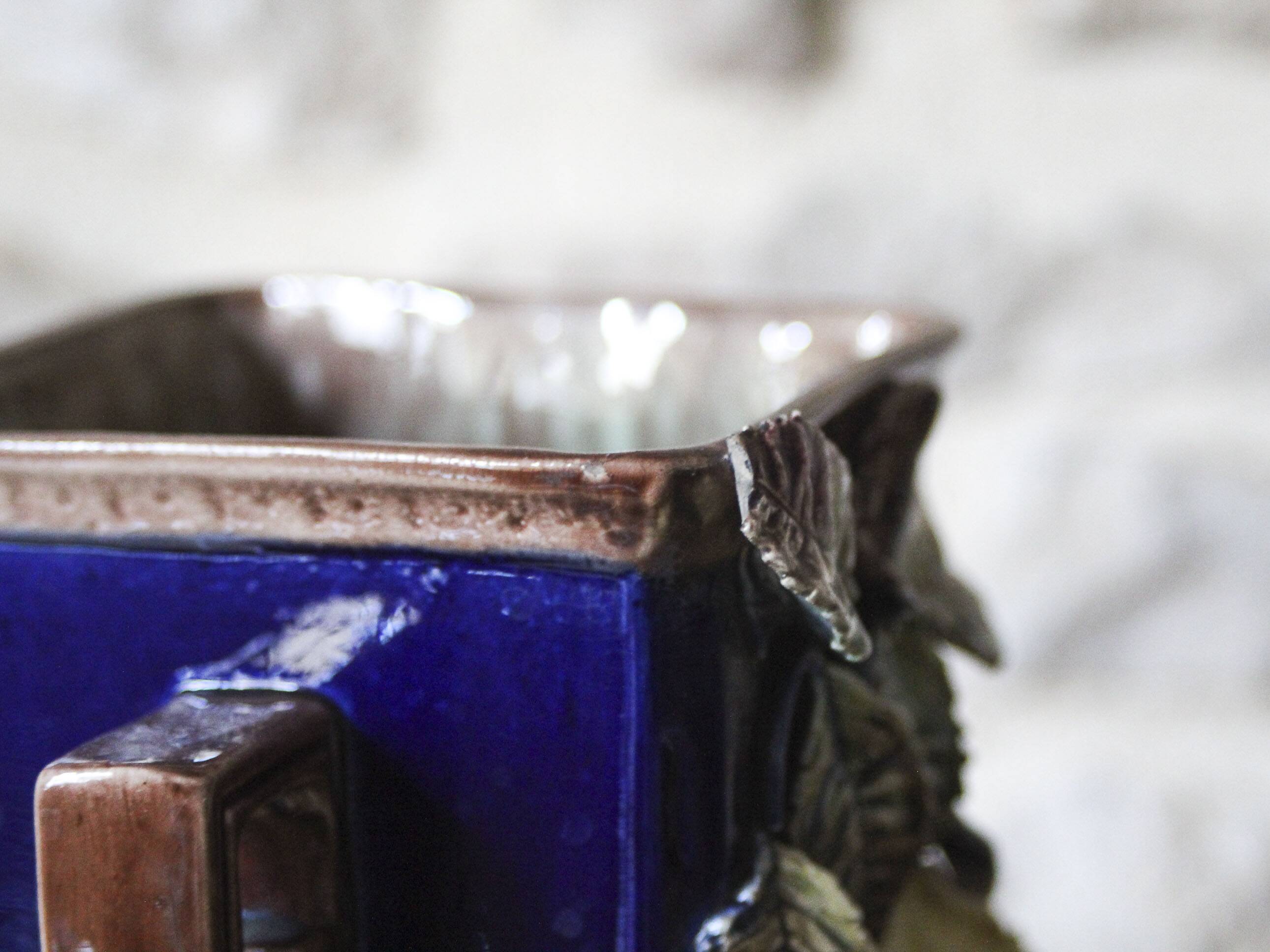 Slip vase decorated with flowers