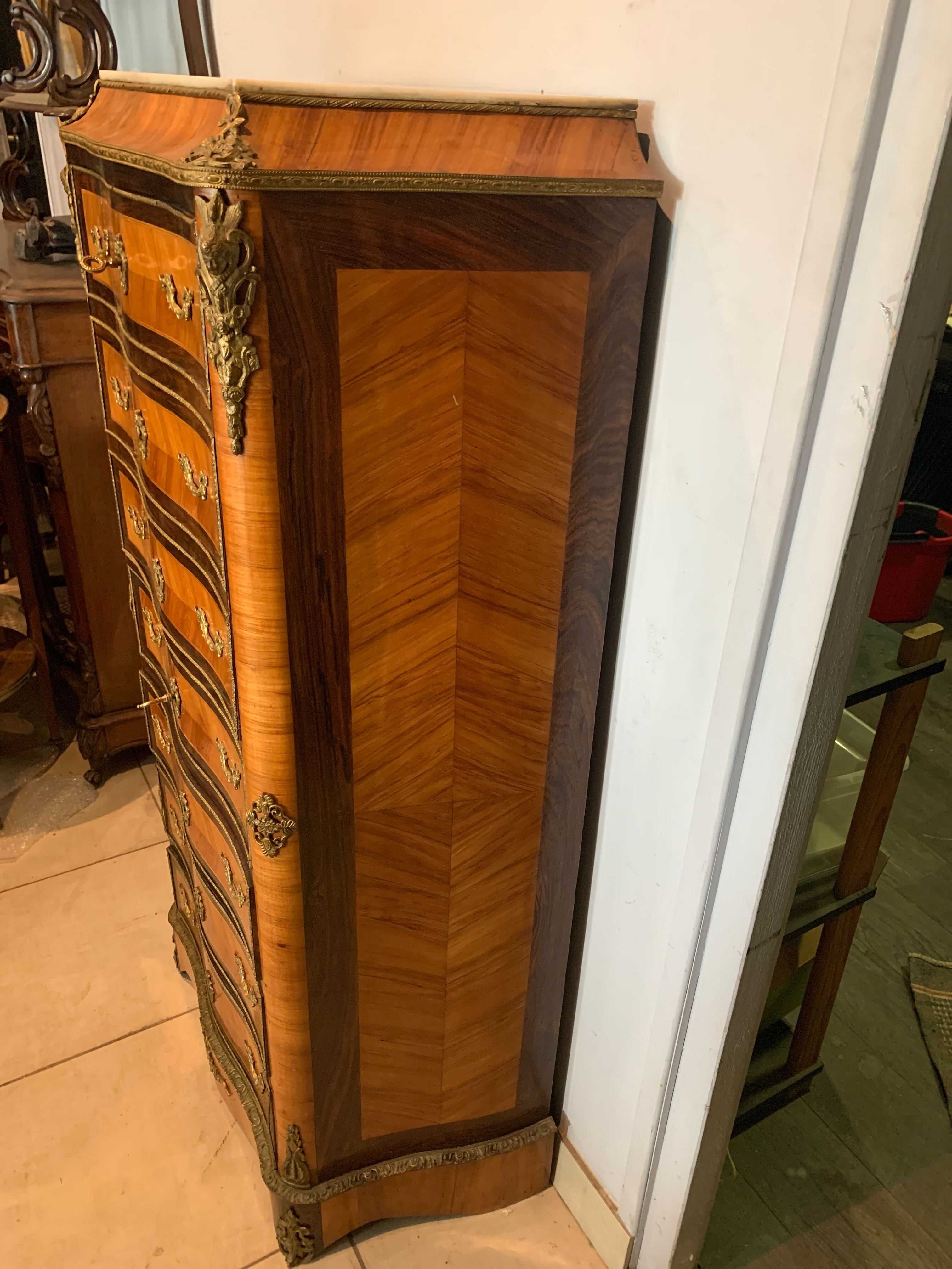 Secretary Napoleon III in rosewood and rosewood Marble top