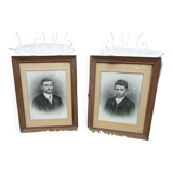 Pair of wooden frames with signed photos, 1923
