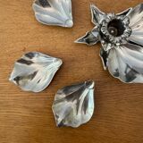 Silver metal flower ashtray candle holder