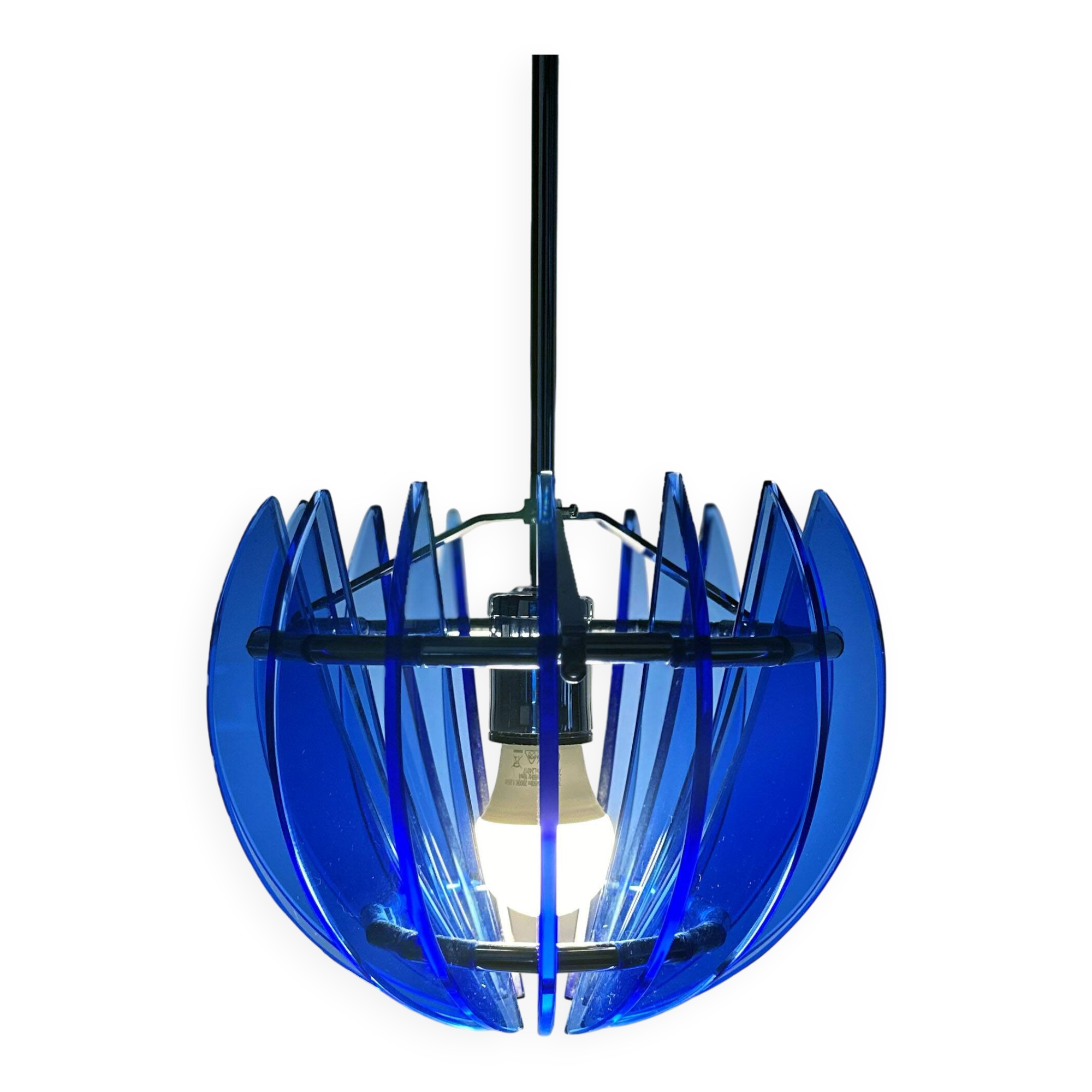 Vintage blue Murano pendant lamp by Veca