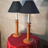 Pair of "Albret Rodez" lamps in dark salmon ceramic 53x25 vintage