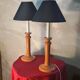 Paire de lampe "Albret Rodez" en céramique saumon foncé 53x25 vintage