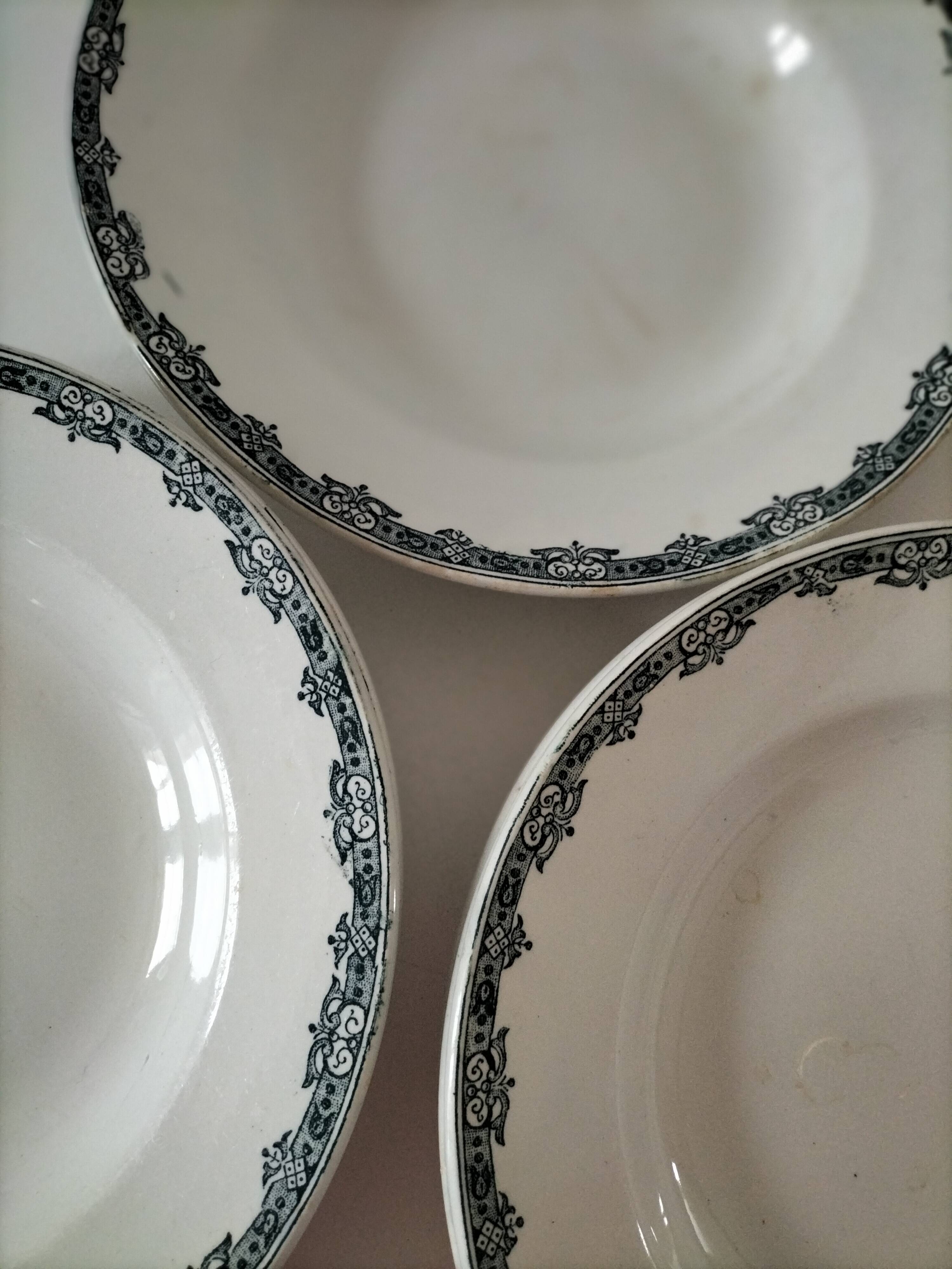 Set of 6 antique soup plates – Ironstone, circa 1900